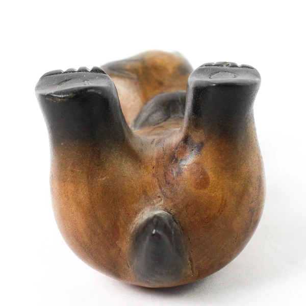 Hand Carved Playful Siamese Kitten Lying On Its Back Figurine