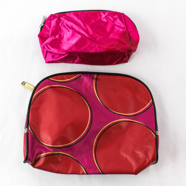 Lot of 2 Pink & Red Makeup Pouches - Liz Claiborne & Unbranded, Pre-owned