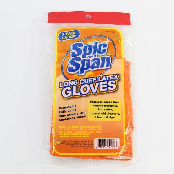 Spic and Span Long Cuff Latex Gloves 2 Pack - New Sealed for Household Cleaning