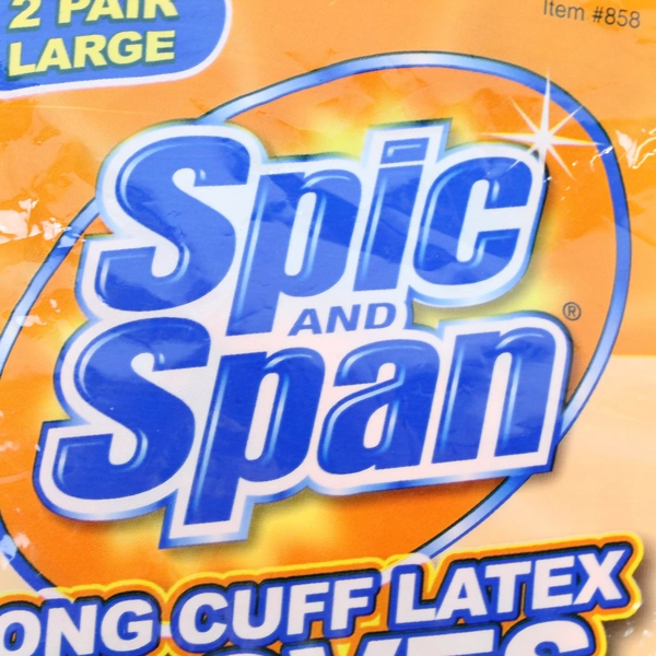 Spic and Span Long Cuff Latex Gloves 2 Pack - New Sealed for Household Cleaning