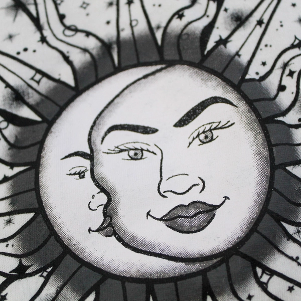 On Fire Sleeveless T-Shirt Top Black/White Astrology Women's Size M 100% Cotton