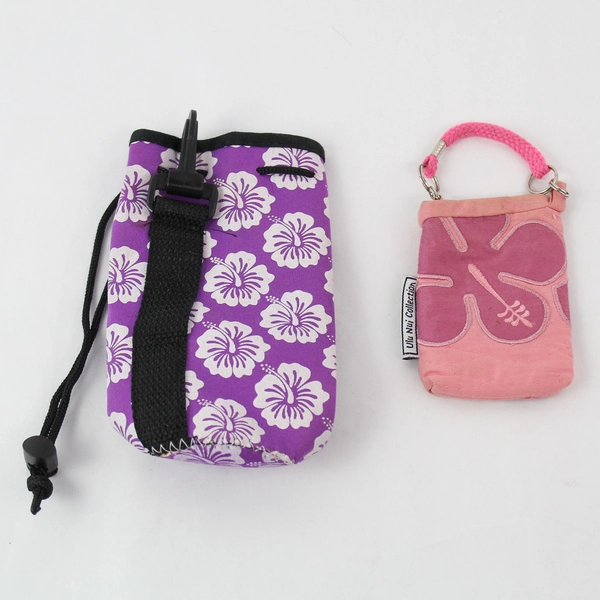 Lot of 2 Hibiscus Flower Design Pouches - Pre-Owned, Stains