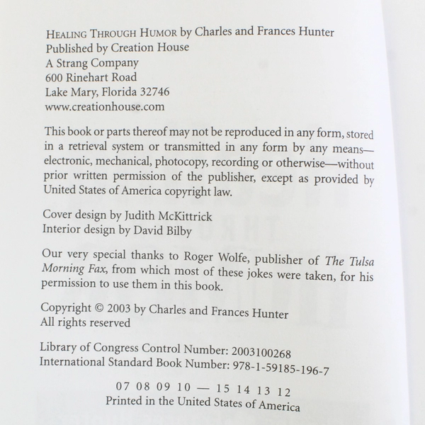 Healing Through Humor by Charles & Frances Hunter 2003 PB Fabulous Jokes