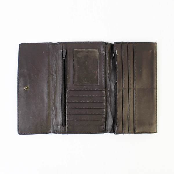 Lot of 2 Pre-Owned Black & Brown Folding Wallets Card Holders - Some Wear