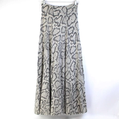 Gray Snakeskin Pattern Snap Closure Maxi Skirt Women's Size XS