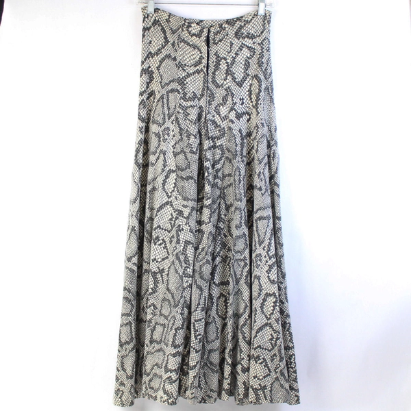 Gray Snakeskin Pattern Snap Closure Maxi Skirt Women's Size XS