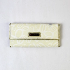 Bebe White Women's Folding Wallet - Pre-Owned with Stains, Chic Accessory