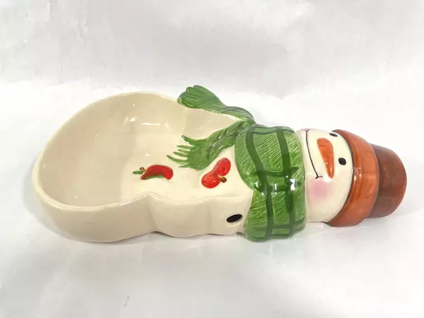 Hallmark Jan Karon Snowman Cookie Candy Dish - Pre-Owned, Crazing