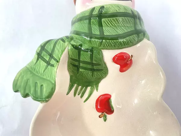 Hallmark Jan Karon Snowman Cookie Candy Dish - Pre-Owned, Crazing