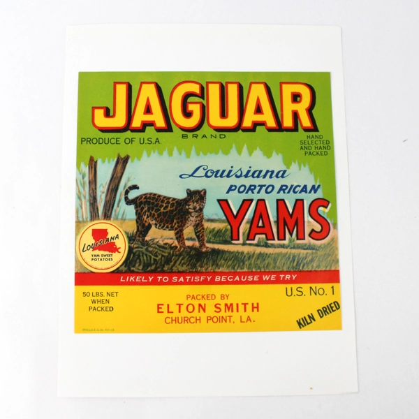 Lot of 2 Vintage Fruit Box Labels Jaguar Yams Levon Melons