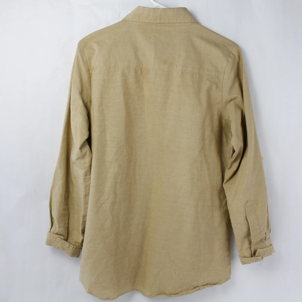 Country Store Women's Medium Tan Button-Up Shirt with Pumpkin Embroidery