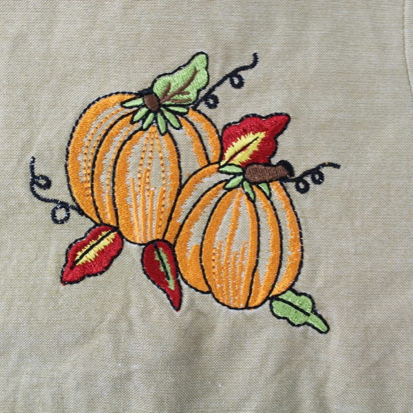 Country Store Women's Medium Tan Button-Up Shirt with Pumpkin Embroidery