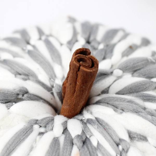 Lot Of 4 Decorative Gray/White Pumpkins Simple Cute 6.5" x 6.5" x 4.5"