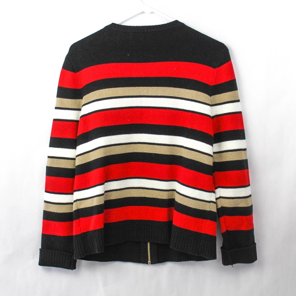 Jones New York Women's Mod Striped Zip-Up Sweater Size Small - Good Condition