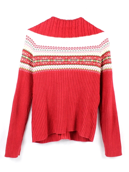 Tiara International Women's Red Cream Cardigan Sweater Size M Christmas Holiday