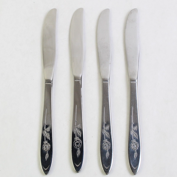 Lot of 4 Oneida Betty Crocker My Rose 8.5" Solid Dinner Knives Stainless