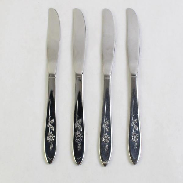 Lot of 4 Oneida Betty Crocker My Rose 8.5" Solid Dinner Knives Stainless