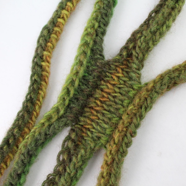 Unique Handmade Green Knit Tendril Scarf