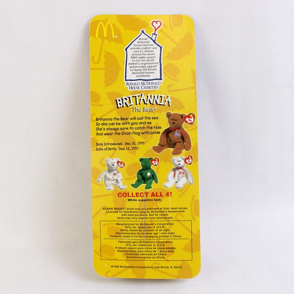 Ty McDonalds Teenie Beanie Babies Britannia The Bear 1999 Brown