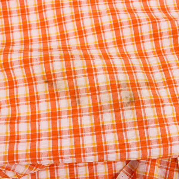 Vintage JCPenney Fashions Orange Yellow and White Plaid Fabric 45" x 7 Yds Flaw