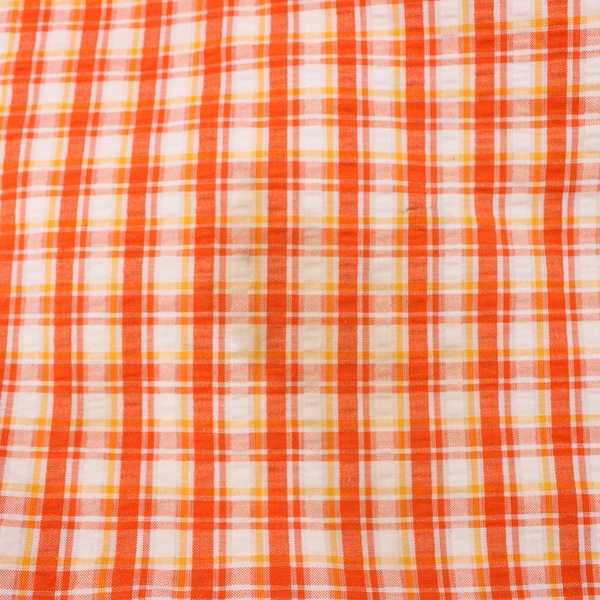 Vintage JCPenney Fashions Orange Yellow and White Plaid Fabric 45" x 7 Yds Flaw