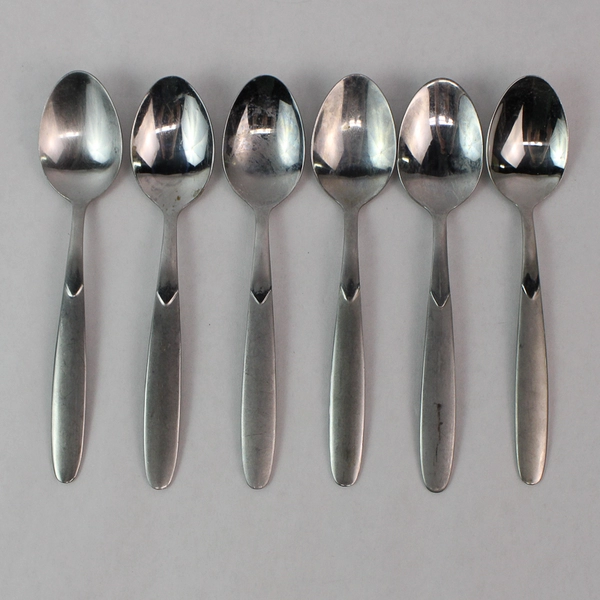 Lot of 6 Cambridge Silver Crescent Teaspoons 6 3/8" Stainless Steel