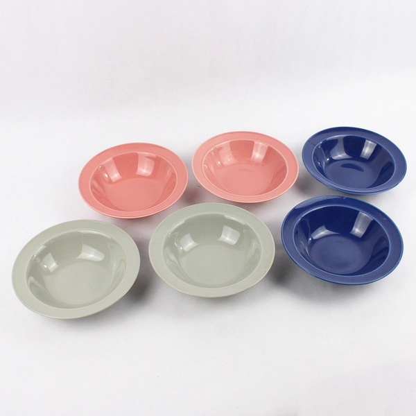 Set Of 6 Newoor Stoneware Cereal Bowls 2 Each Pink Gray And Blue Japan
