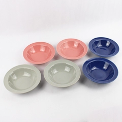 Set Of 6 Newoor Stoneware Cereal Bowls 2 Each Pink Gray And Blue Japan