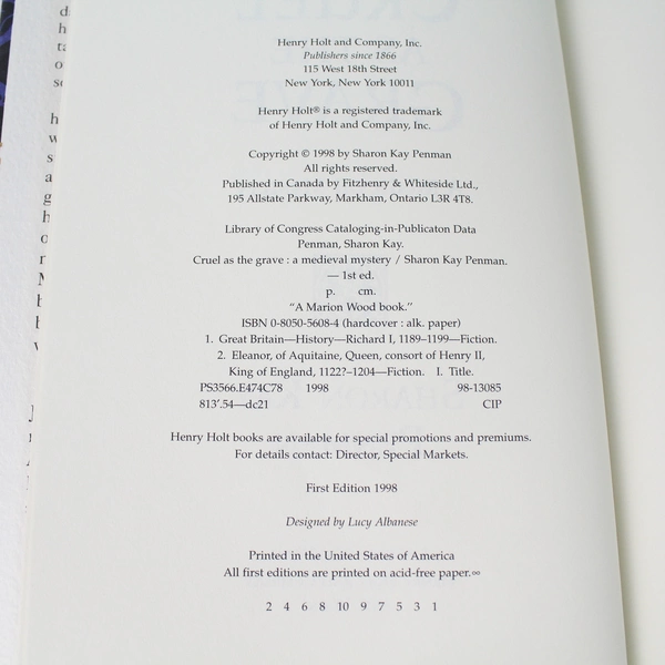 Cruel As the Grave by Sharon Kay Penman 1998 Hardcover