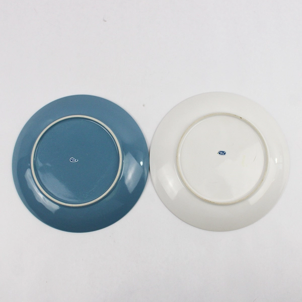 Lot of 2 Stoneware Salad Plates Blue And White 7.5 Inch Japan