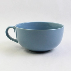 Blue Stoneware Soup Mug With Handle 5.5 Inch Diameter
