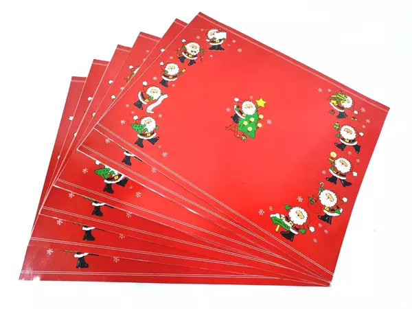 Set of 6 Vintage Hallmark Christmas Placemats Santa Design Laminated