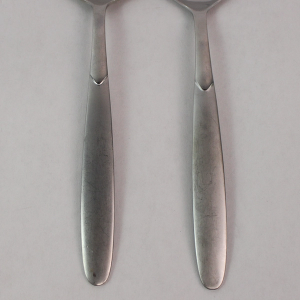 Lot of 2 Cambridge Silver Crescent Serving Spoons 8 1/8" Stainless Solid Pierced