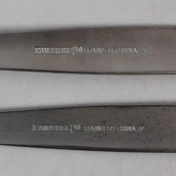 Lot of 2 Cambridge Silver Crescent Serving Spoons 8 1/8" Stainless Solid Pierced