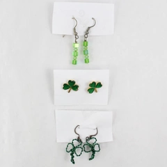 Lot of 3 Green St. Patrick's Day Earrings for Pierced Ears - Shamrock Jewelry
