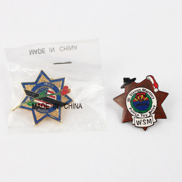 Lot of 2 Police Memorial and Toy Drive Lapel Pins