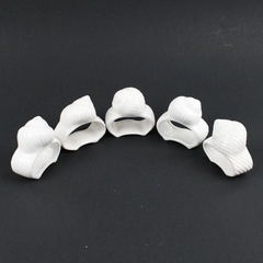 Set of 5 White Ceramic Seashell Napkin Rings