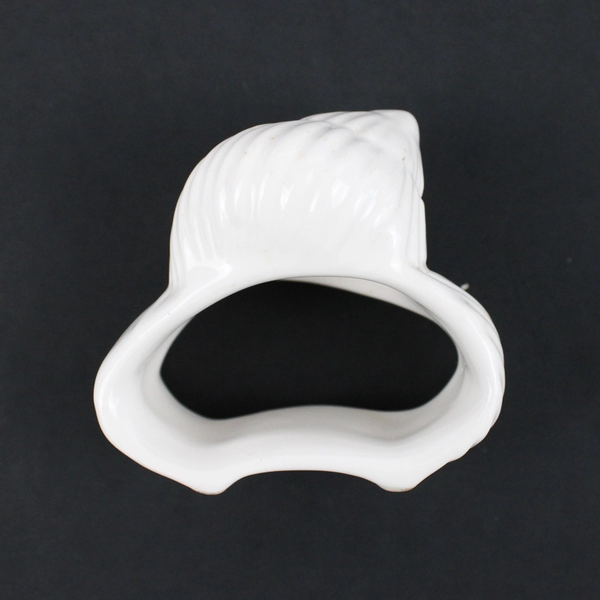 Set of 5 White Ceramic Seashell Napkin Rings