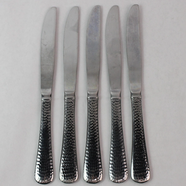 Lot of 5 Reed Barton Olde English Hammer Modern Solid Dinner Knives 9" Stainless