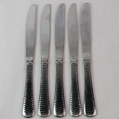 Lot of 5 Reed Barton Olde English Hammer Modern Solid Dinner Knives 9" Stainless