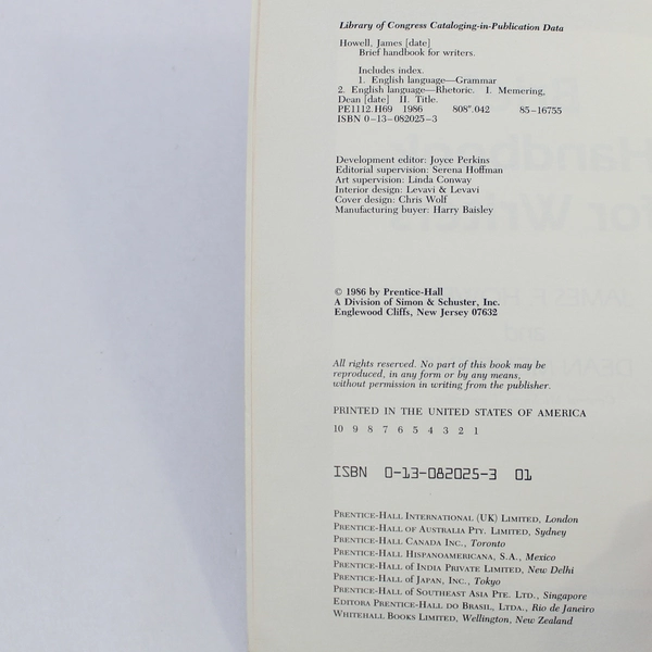 Brief Handbook for Writers by Howell & Memering 1986 Paperback Good Condition