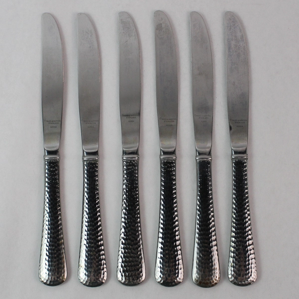 Lot of 6 Reed Barton Olde English Hammer Modern Solid Dinner Knives 9" Stainless