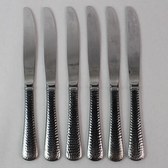 Lot of 6 Reed Barton Olde English Hammer Modern Solid Dinner Knives 9" Stainless