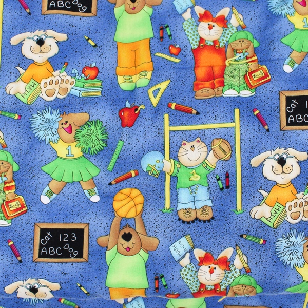 Handmade Fleece Throw Blanket Multicolor Animal School Theme 46" x 54"