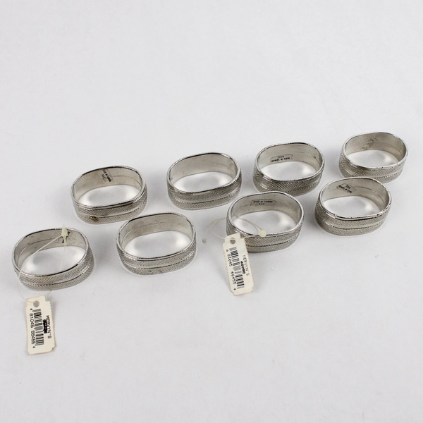 Set of 8 Mervyn's Silver Tone Metal Napkin Rings