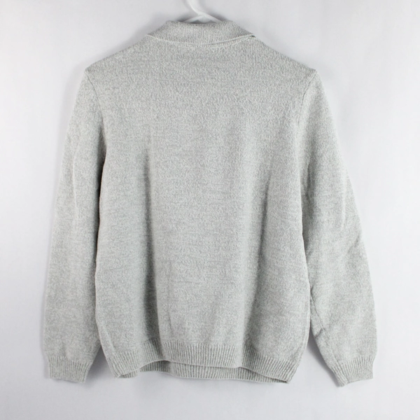 Alfred Dunner Women's Gray White Flowers Collar Quarter Zip Knit Sweater Size S