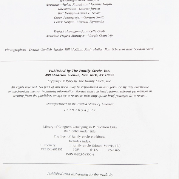 The Best of Family Circle Cookbook 1985 Hardcover