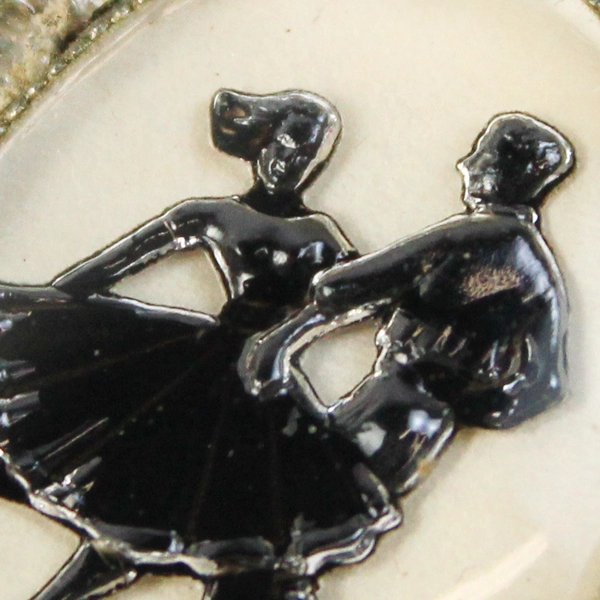 Square Dance Silhouette Rhinestone Western Buckle Silver Tone 1.5" x 1"