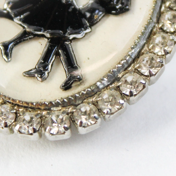 Square Dance Silhouette Rhinestone Western Buckle Silver Tone 1.5" x 1"