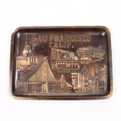 Vintage San Francisco California Metal Souvenir Tray Made in Japan Flawed
